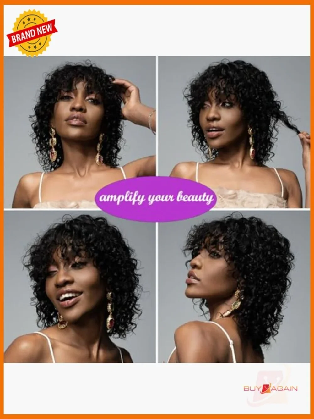 Short Water Wave Human Hair Wig with Bangs Glueless Brazilian Virgin Hair 12